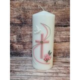  Krstne sveče s križcem, golobčkom in cvetjem KRSV 01 | Shoptok.si