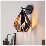 Eglo Carlton 1 zidna lampa E27, 33 cm, crna/bakar, 49992 | shoptok.hr