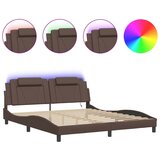 vidaXL Posteljni okvir z LED lučkami rjav 180x200 cm umetno usnje, (21094870) | Shoptok.si