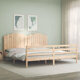 vidaXL Posteljni okvir z vzglavjem 200x200 cm trden les | Shoptok.si