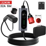 JUNSUN Polnilni kabel za električna vozila tipa 2 - trifazni 22 kW, regulacija toka APP, časovno polnjenje, prenosni polnilnik 6 m (6-16A), Kovinsko ohišj, (5000156337) | Shoptok.si