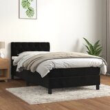 The Living Store Box spring postelja z vzmetnico črna 80x200 cm žamet - Box Spring Postelja, (21492246) Cene