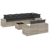 Maison Chic Seti vrtnega pohištva - Vrtna garnitura - Vrtni pohištvo set 9-delna z blazinami sv. siv poli ratan, (21807801) | Shoptok.si