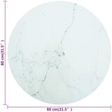 Stolna ploča bijela Ø 80 x 1 cm staklena s mramornim uzorkom | Eponuda.com