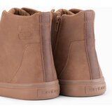 Ombre Men's high-top sneakers with matte texture and embossed logo - light brown | Shoptok.si