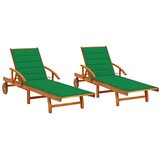  Ležaljke za sunčanje s jastucima 2 kom masivno bagremovo drvo Zelena | Shoptok.si