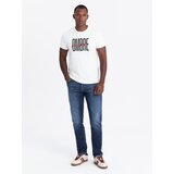 Ombre Men's cotton T-shirt with delicate embroidery - cream | shoptok.hr
