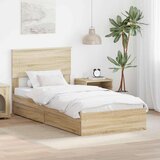  Postelja s shranjevanjem z vzglavjem Sonoma hrast 75 x 190 cm, (5000105872) | Shoptok.si