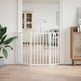 vidaXL Vrata za pse zložljiva 3 paneli bela 150 cm trden les jelke | Shoptok.si