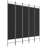 Sobna pregrada s 5 panela crna 200 x 200 cm od tkanine | shoptok.hr