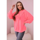 Kesi Pink Neon Cotton Blouse with Bow Cijene