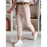 DStreet Spodnie damskie casualowe z paskiem MADELINA różowe | Shoptok.si