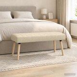  Klupa s utorima Krem 110 x 40 x 46 cm Tkanina Slike