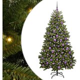vidaXL Umestno božično drevo z LED lučmi Zelena 180 cm PVC in kovina | Shoptok.si