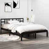 Maison Chic Posteljni okvir - Dvoposteljna postelja - Zakonska postelja črn iz trdnega lesa 140x190 cm-J14098, (21772534) | Shoptok.si