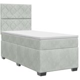vidaXL boxspring postelja z vzmetnico, žamet, svetlo siva, 90×190 cm Cene
