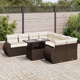 vidaXL 9-dijelni set vrtnih sofa s jastucima poliratan smeđi | shoptok.hr