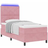  LED Box Spring Krevet s uzglavljem Ružičasta 90 x 200 cm Baršun | Eponuda.com