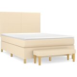 vidaXL Box spring postelja z vzmetnico krem 140x200 cm blago, (20896914) Cene