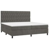  Box spring postelja z vzmetnico temno siva 200x200 cm žamet, (20788846) | Shoptok.si