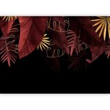  Foto tapeta - Jungle and composition - red and gold leaf motif on black background 500x350 | shoptok.hr