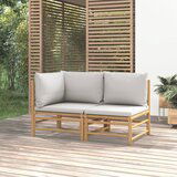 Maison Chic Seti vrtnega pohištva - Vrtna garnitura - Vrtni pohištvo set in svetlo sive blazine 2-delna bambus, (21796782) | Shoptok.si