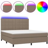  Box spring postelja z vzmetnico LED taupe 180x200 cm blago, (20901871) | Shoptok.si