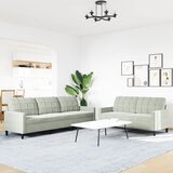  2-dijelni set sofa s jastucima svjetlosivi baršunasti | shoptok.hr