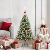 vidaXL Umjetna jelka s pantenom i pahuljicama Zelena i bijela 120 cm | shoptok.hr