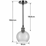 Brilagi LED Luster na sajli RETRO GLASS 1xE27/60W/230V pr. 18 cm crna/zadimljeno siva Slike