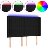 Maison Chic led posteljno vzglavje - vzglavna omarica - nočna omarica črno 147x16x118/128 cm blago, (21713323) | Shoptok.si