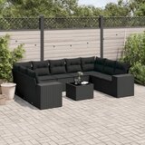 vidaXL 10-dijelni set vrtnih sofa s jastucima crni od poliratana | shoptok.hr