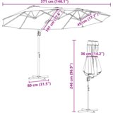 Senčnik Zelena 372 x 198 x 243 cm Poliester in aluminij, (5000187737) | Shoptok.si