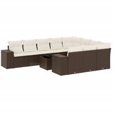  11-dijelni set vrtnih sofa od poliratana s jastucima smeđi | shoptok.hr