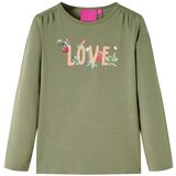 vidaXL Otroška majica z dolgimi rokavi napis love kaki 92 Cene