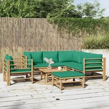 Maison Chic Seti vrtnega pohištva - Vrtna garnitura - Vrtni pohištvo set 8-delna z zelenimi blazinami bambus, (21798645) | Shoptok.si