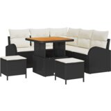  8-dijelni vrtni set sofe s jastučićima Crni poli ratan akacija | shoptok.hr