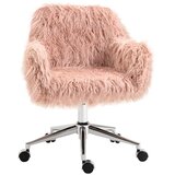 Nesta Pisarniški stol za ženske, ergonomski, nastavljiva višina, umetno krzno, roza in srebrn, (5000493801) | Shoptok.si