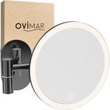 OVIMAR stensko kozmetično ogledalo z LED-osvetlitvijo 5x povečava Cene