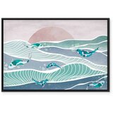  Slika - Fish on the waves 90x60 U crnom drvenom okviru | shoptok.hr