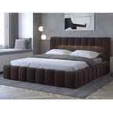 ELTAP Temno rjava oblazinjena zakonska postelja s prostorom za shranjevanje z letvenim dnom 140x200 cm Lamica – | Shoptok.si