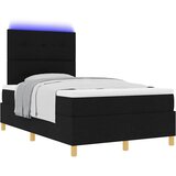  LED Box Spring Krevet s uzglavljem Crna 120 x 200 cm tkanina | shoptok.hr