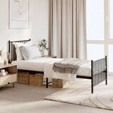 Maison Chic Kovinski Posteljni okvir - Enojna postelja - Postelja za odrasle z vzglavjem in vznožjem črn 75x190 cm, (21696610) | Shoptok.si