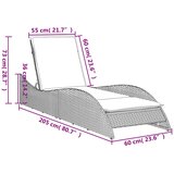  Ležaljka s jastukom siva 60x205x73 cm poli ratan | shoptok.hr