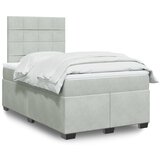 vidaXL Box spring postelja z vzmetnico svetlo siva 120x190 cm žamet Cene