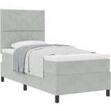 Box Spring Krevet s Madracem Svjetlosiva 90x200 cm Baršun | shoptok.hr