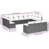  13-dijelni set vrtnih sofa s jastucima poliratan crni | shoptok.hr