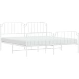 Metalni okvir kreveta uzglavlje i podnožje bijeli 200 x 200 cm | shoptok.hr