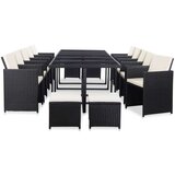 Poli 15-dijelni vrtni blagovaonski set od poliratana crni | shoptok.hr