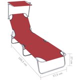  Sklopiva ležaljka za sunčanje s krovom crvena aluminijska | shoptok.hr